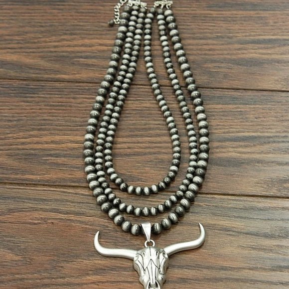 Steer Skull Cow Navajo Pearl Necklace IT'S BACK!! - Picture 2 of 5